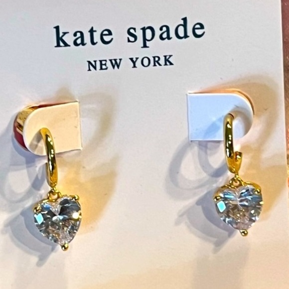 kate spade ♠️ Pair of Gorgeous Very Light Blue Heart “My Love” Dangle Earrings - Picture 2 of 5
